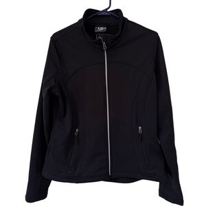 CB Sport Jacket‎ Womens Large Black Sport Full Zip Zipper Pockets Stand Collar